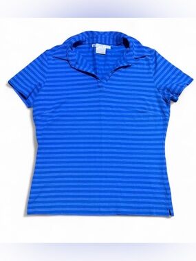 Nike Blue Striped Short-Sleeve Polo Top